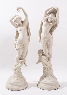 After James Pradier Parian Figures "Day" & "Night"