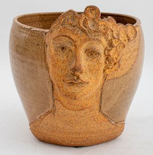 Art Pottery Planter / Jardiniere w/ Face of Woman