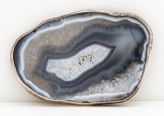 Silver Geode Agate Stone Pendant