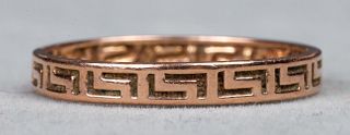 Vintage 14K Rose Gold Greek Key Eternity Band Ring