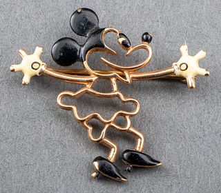 Rare 14K Gold Walt Disney Mickey Mouse Enamel Pin