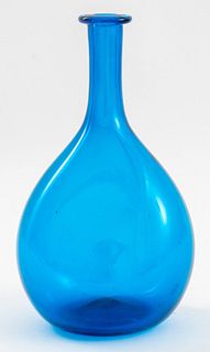 European Studio Hand Made Blue Glass Vase