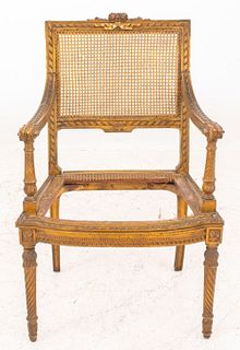 Louis XVI Style Carved Giltwood Armchair 19th C.