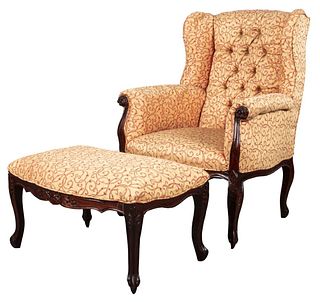 Louis XV Style Wingchair and Ottoman