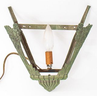 Art Deco Patinated Metal Frame Wall Sconce
