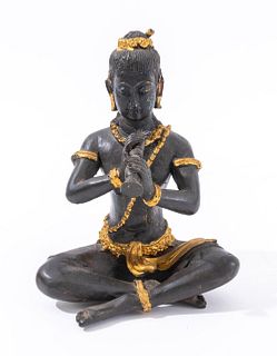 Thai Parcel Gilt Bronze Figural Group, 3