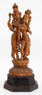Indian Sandalwood Carving of Shiva and Parvati