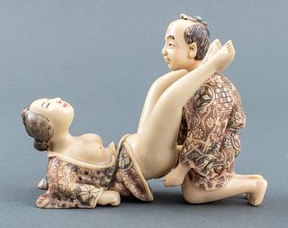 Japanese Erotic Resin Sculpture in 2 Pieces