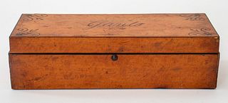Charles X Ebony-Inlaid Pearwood Glove Box 1840s