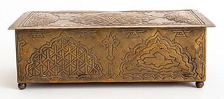 Orientalist Embossed Brass Box Circa 19th