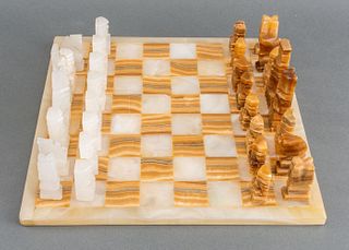 Quartz & Onyx Stone Chess Set