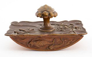 Aesthetic Period Copper Desk Blotter, C 1880