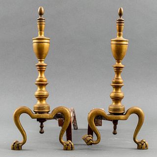 Federal Style Brass Andirons