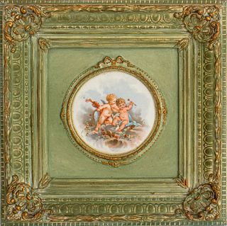 Limoges Rococo Style Painted Medaillon Porcelain