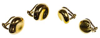Elsa Peretti for Tiffany & Co 18k Yellow Gold 'Bean' Clip Earring Sets