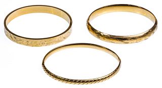 14k Yellow Gold Hinged Bangle Bracelet Assortment
