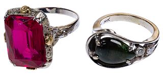 14k White Gold and Gemstone Rings
