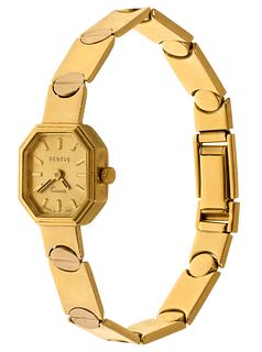 Geneve 14k Yellow Gold Case and Band Wristwatch