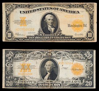 1922 $20 and $10 Gold Certificates