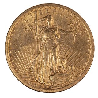1907 $20 Gold Unc. Details