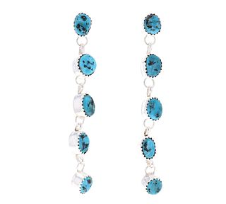 Navajo Turquoise & Sterling Dangle Earrings