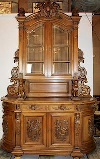 Grand scale French Renaissance style curved buffet