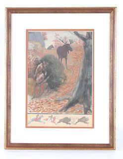 E.W. Deming (1860–1942) Original Framed Art c 1899
