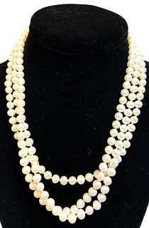 Three Strand Cultured Pearl Necklace with 14K Gold Clasp