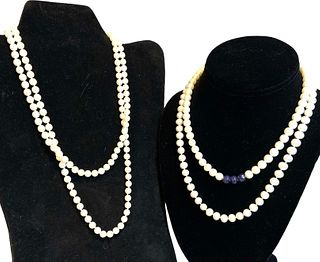 3 Pearl Necklaces 2 with 14k Gold Clasps 