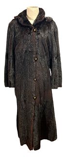 Vintage Reversible Hooded Beaver Fur Coat