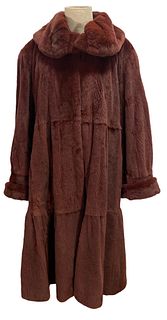 Vintage Red Purple Sheared Beaver Fur Coat R BARTHMAN
