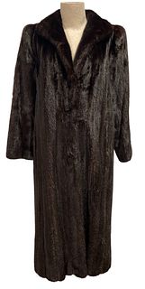 Classic Vintage Full Length Dark Mink Fur Coat