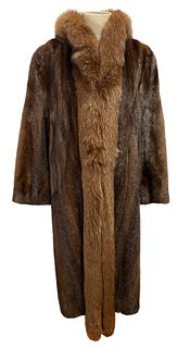 Vintage EMBA Full Length Fur Trim Mink Coat