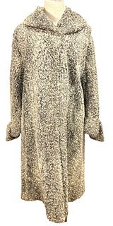 Vintage 1940s Grey Curly Baby Lamb Full Length Fur Coat