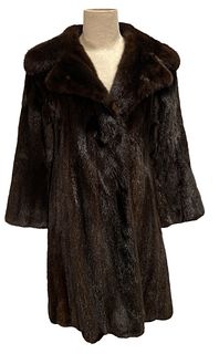 Classic 1950s Mid Length Mink Fur Coat