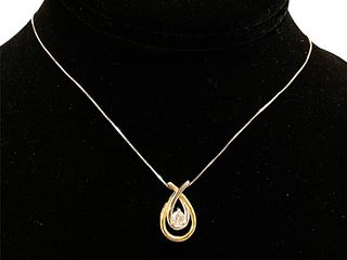 14K Gold Necklace w/ 10K Diamond Pendant 