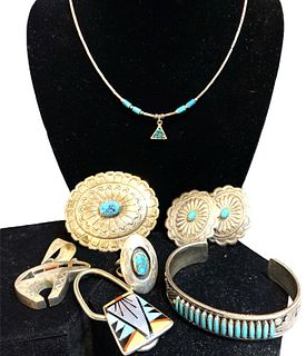 Mexican Sterling Silver Turquoise Accessories, ZUNI, Collection 