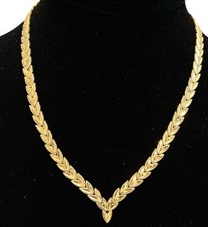 14K Gold Leaf Design Necklace
