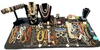 Approx 90 Pieces Vintage Costume Jewelry, Some Sterling Silver