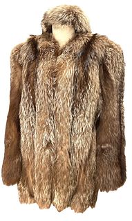 Mid Length Vintage Silver Fox Fur Coat & Head Warmer