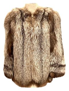 Vintage 1980s Silver Fox Mid Length Fur Coat