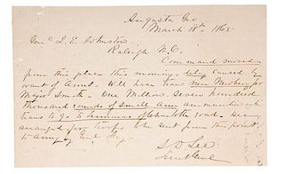 CSA Lieut. General Stephen D. Lee, ALS to General J.E. Johnston, Augusta, Georgia, March 18, 1865 