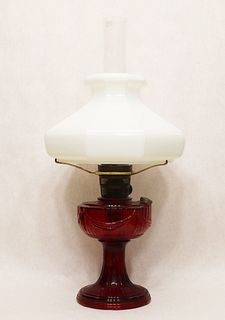 Aladdin Lincoln Drape ruby red amberina glass lamp