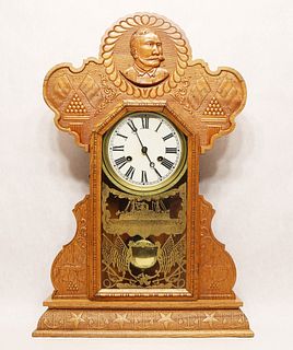 Admiral Dewey Span-Am War patriotic carved mantle clock