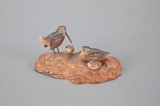 Miniature Woodcock Family by Allen J. King (1878-1963)