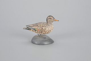 Miniature Green-Winged Teal Hen by A. Elmer Crowell (1862-1952)