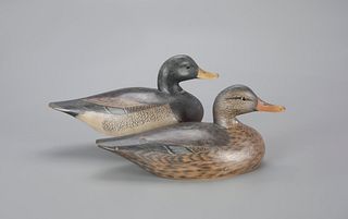 Outstanding Two-Third-Size Mallard Pair by A. Elmer Crowell (1862-1952)