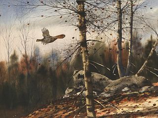 David A. Hagerbaumer (1921-2014), Grouse in Flight