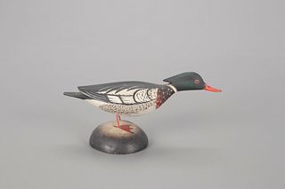Miniature Red-Breasted Merganser Drake by A. Elmer Crowell (1862-1952)