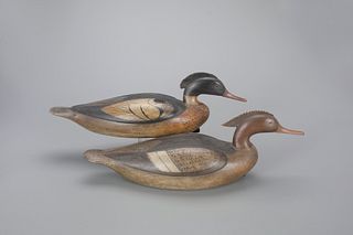 Merganser Pair with Leather Crests by Mark S. McNair (b. 1950)